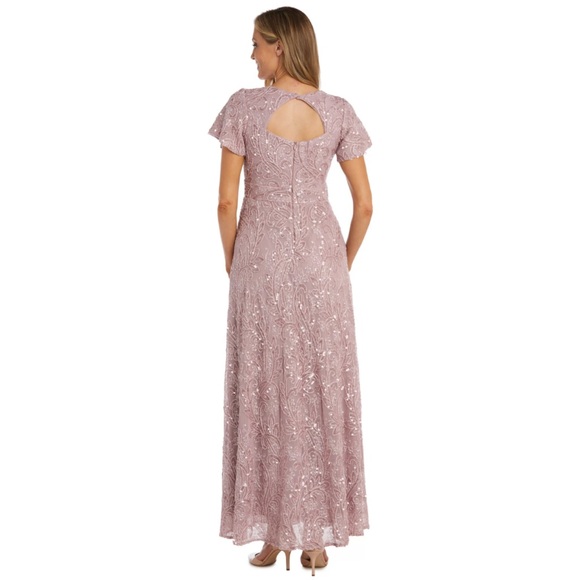 R&M Richards Elegant Blush Pink Sequin Evening Gown - Picture 3 of 13